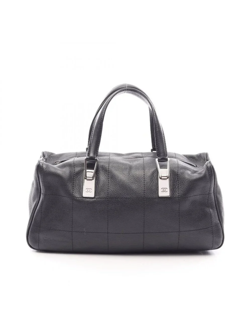 Chanel Chocolate Bar Black Caviar Leather Boston